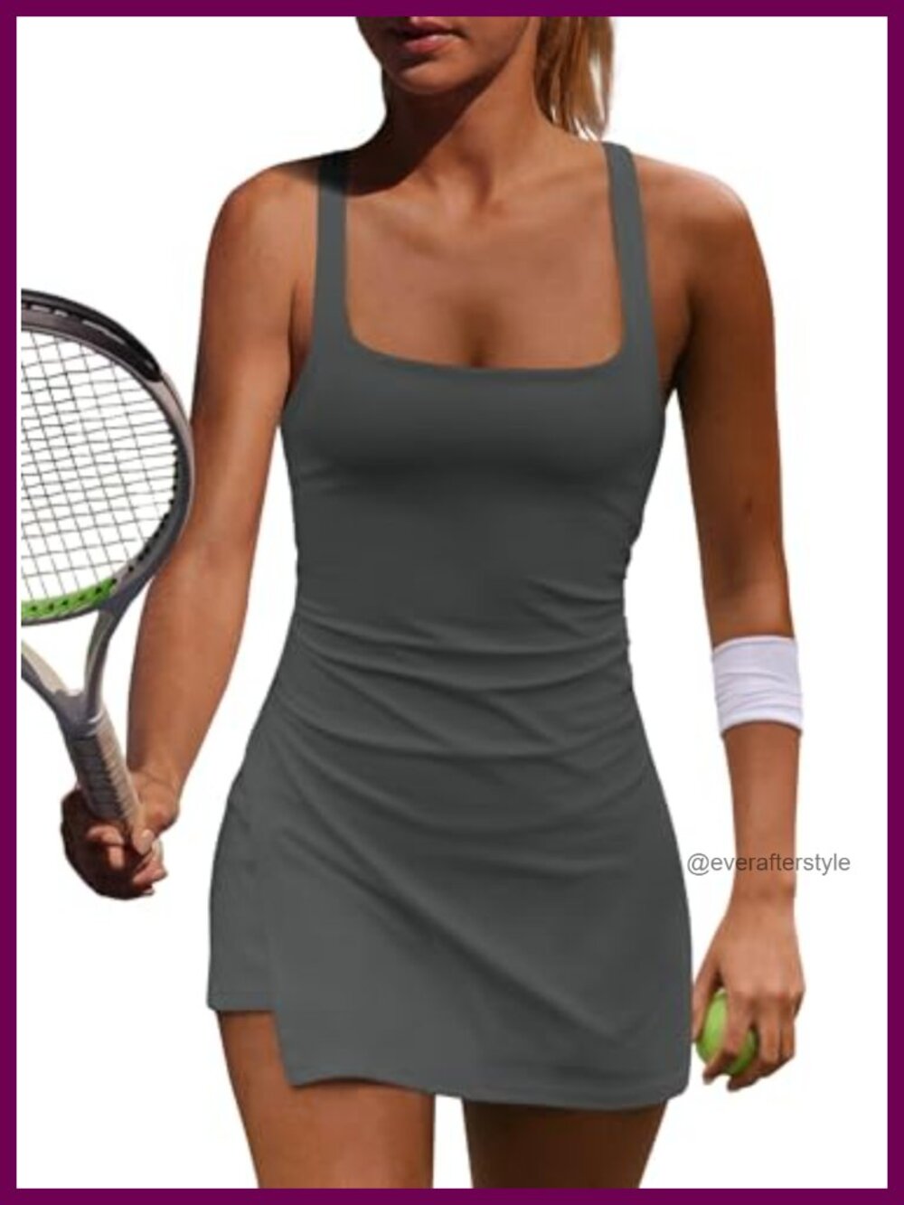 Women's Athletic Dress with Built-in Shorts, Sleeveless Scoop Neck, High Waist